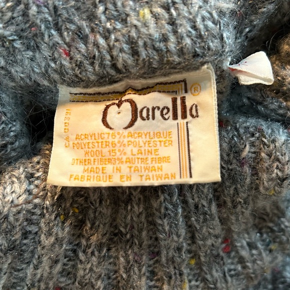 Marella  Ladies Grey And Navy Textured Sweater Acrylic/ Poly/ Wool Sz LRG 90’s - Picture 4 of 6